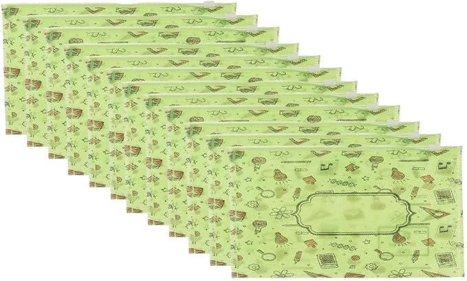 3A B4-17334 Fabric B4 Binder 30 * 38 cm with Zipper Tractor 12 Pieces - Green